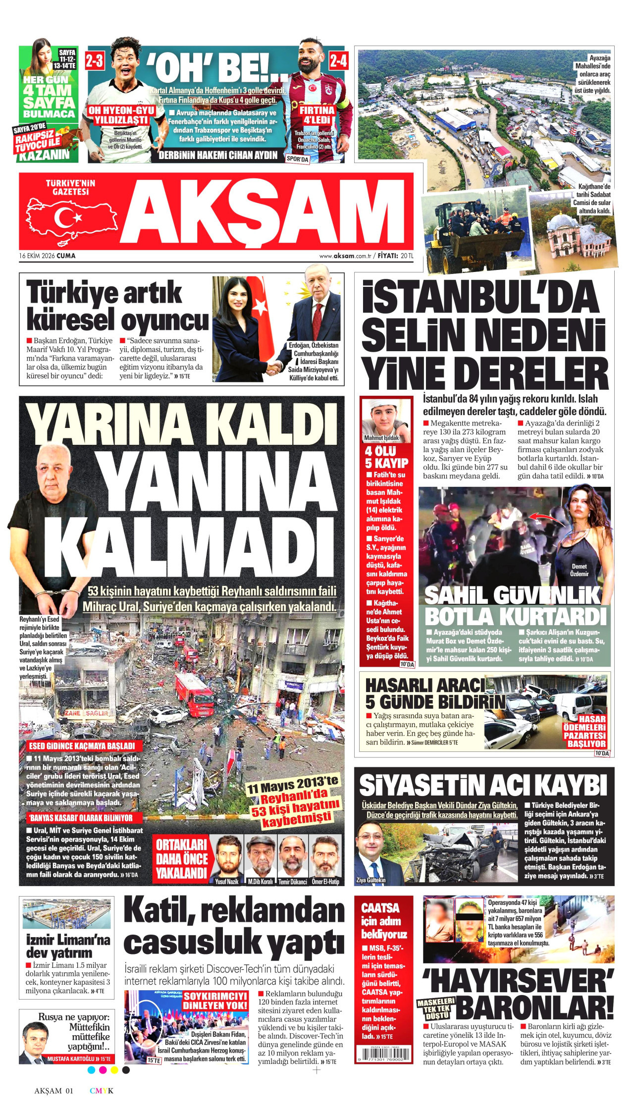 Akşam Gazetesi gazetesi manşeti