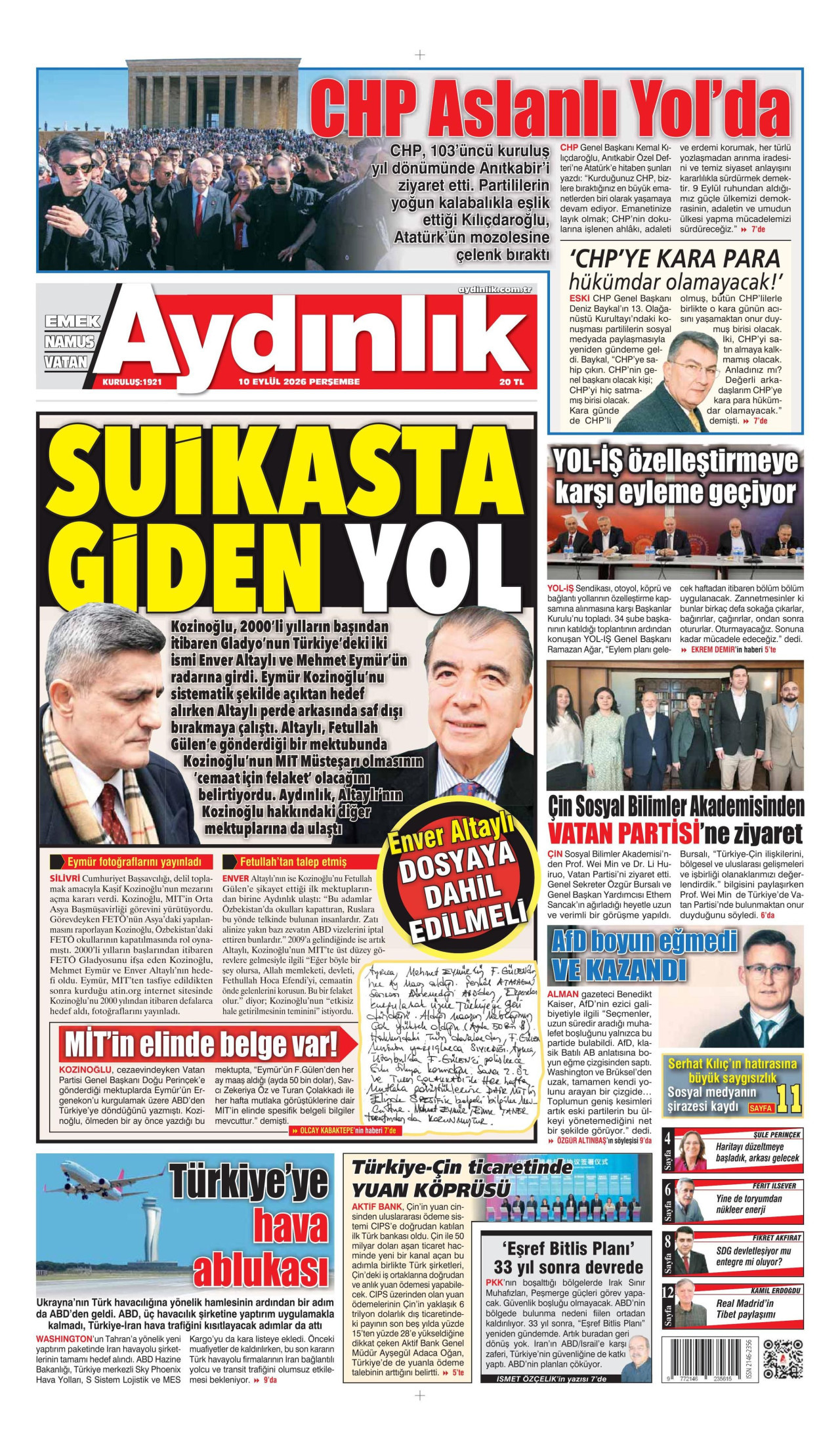 Aydınlık Gazetesi Gazetesi gazetesi manşeti