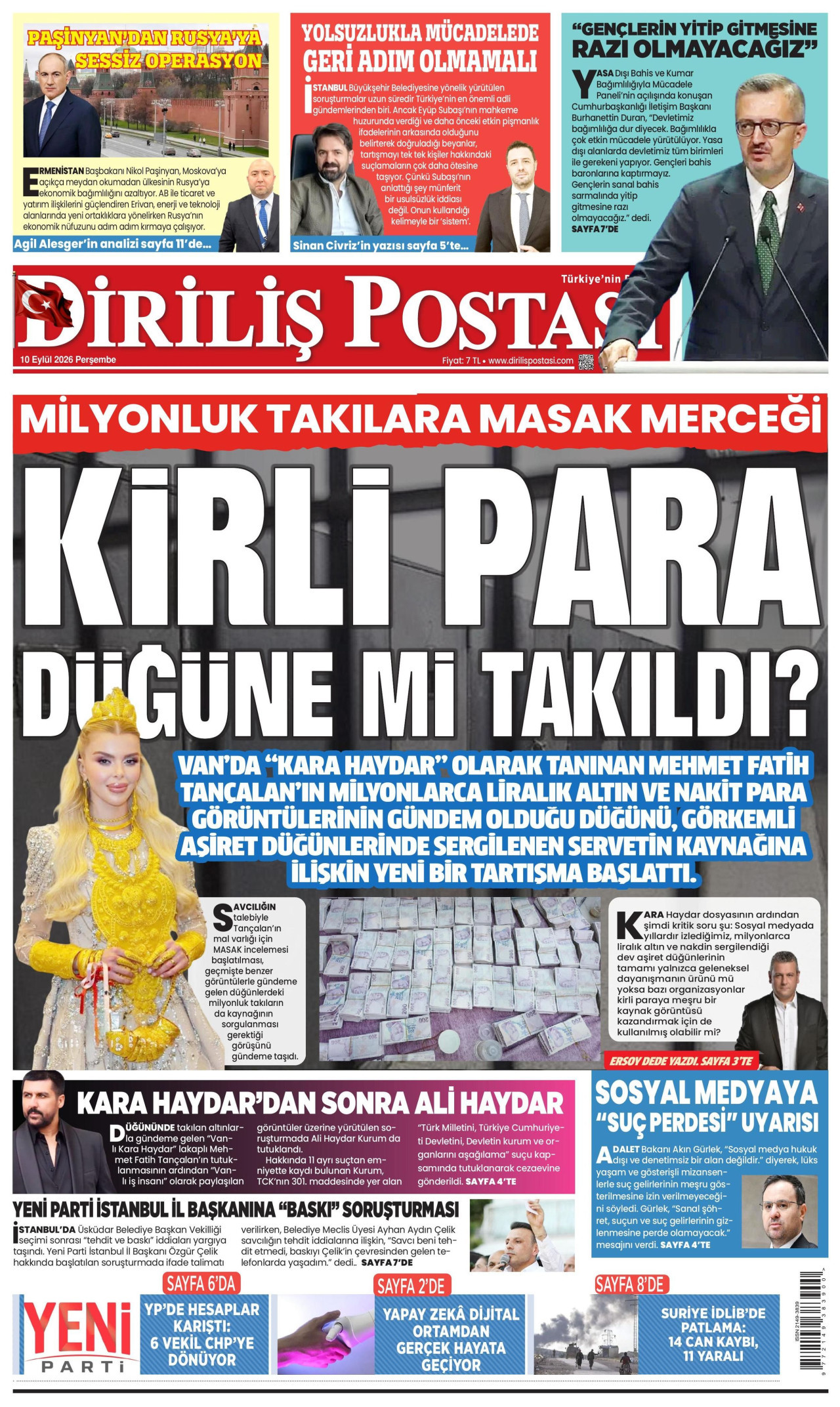 Diriliş Postası Gazetesi gazetesi manşeti