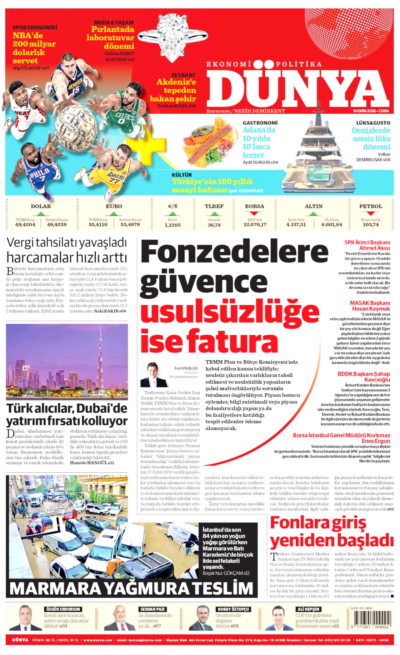 Dünya Gazetesi gazetesi manşeti