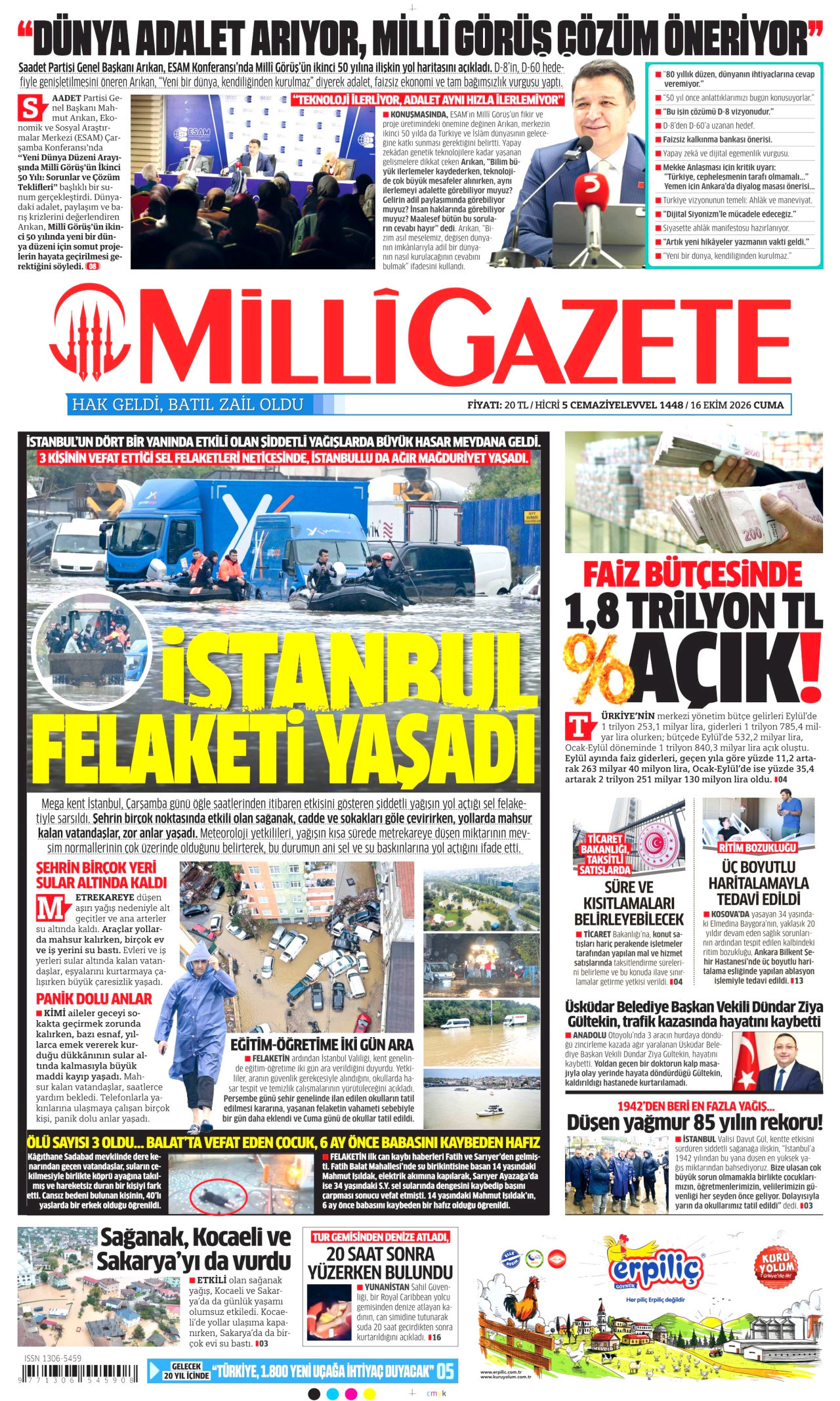 Milli Gazete Gazetesi gazetesi manşeti