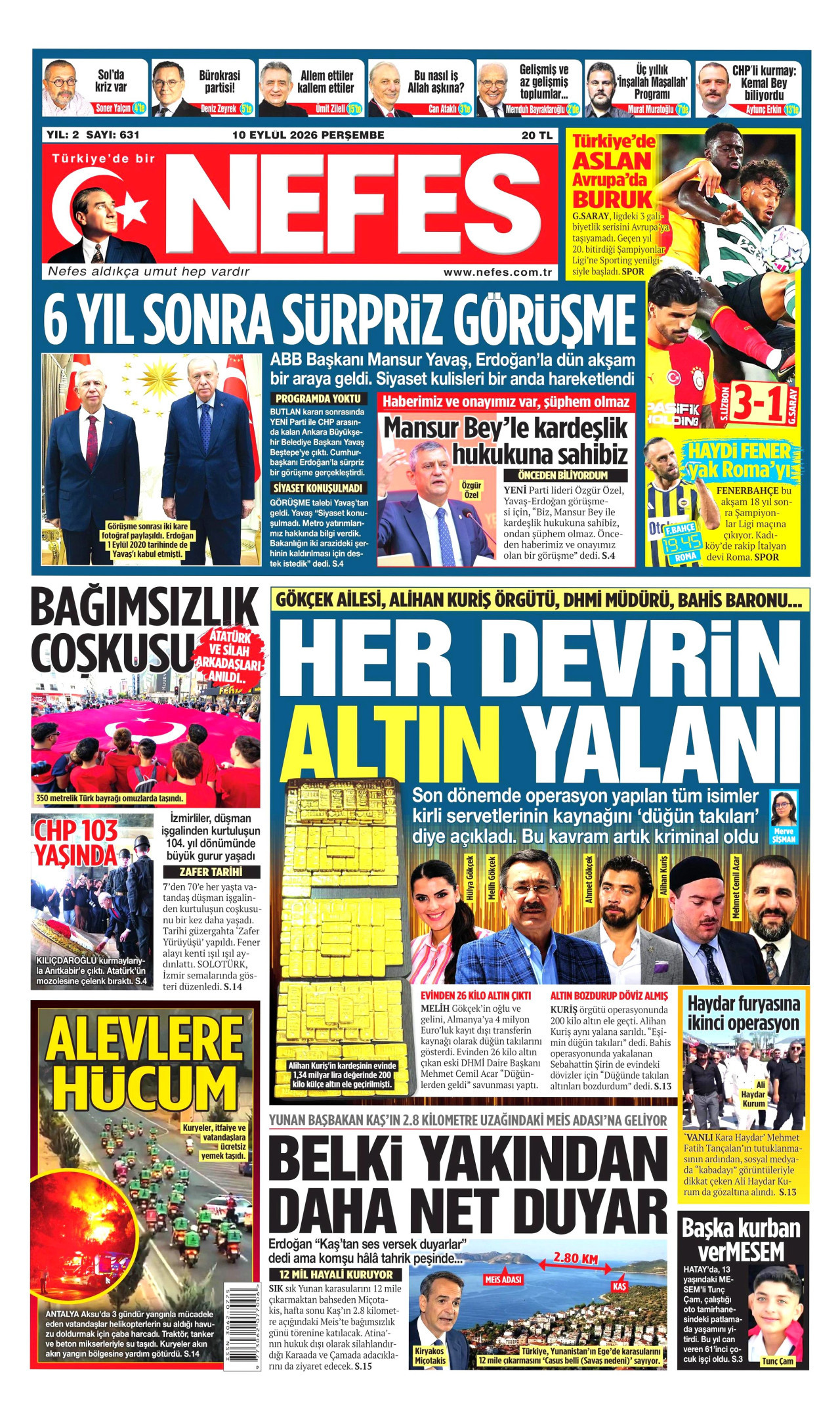 Nefes Gazetesi gazetesi manşeti