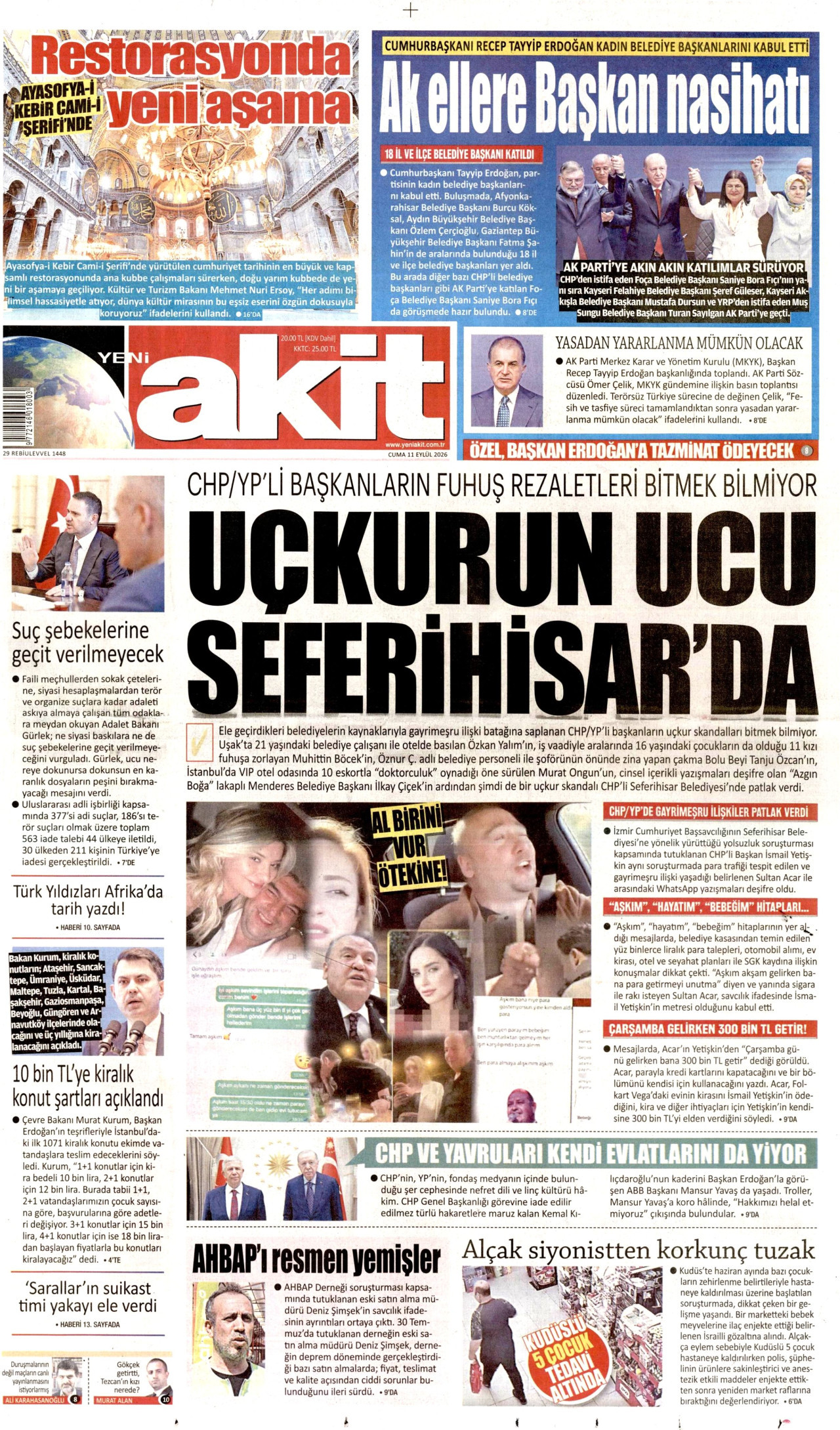 Yeni Akit Gazetesi gazetesi manşeti